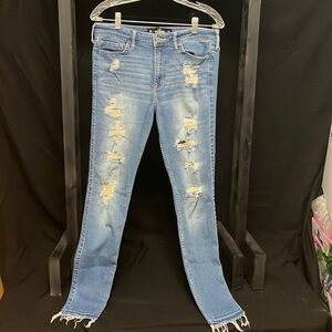 HOLLISTER- high rise super skinny distressed jeans
